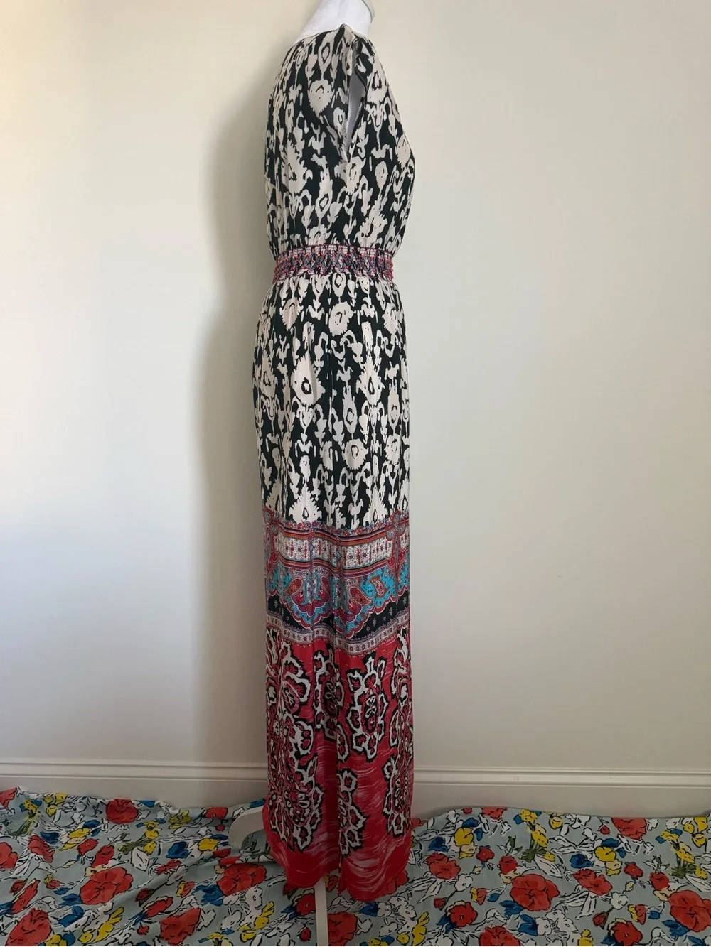 Anthropologie Vanessa Virginia 100% Silk Boho Print Maxi Dress size 2 US - Picture 4 of 11